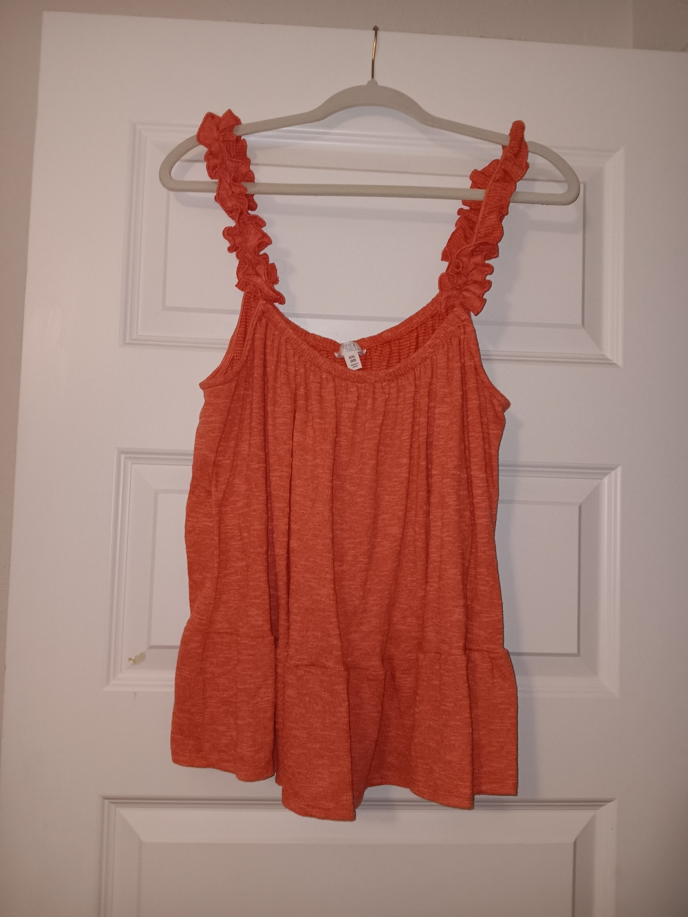 Time and Tru Coral Ruffle Strap Tank Top